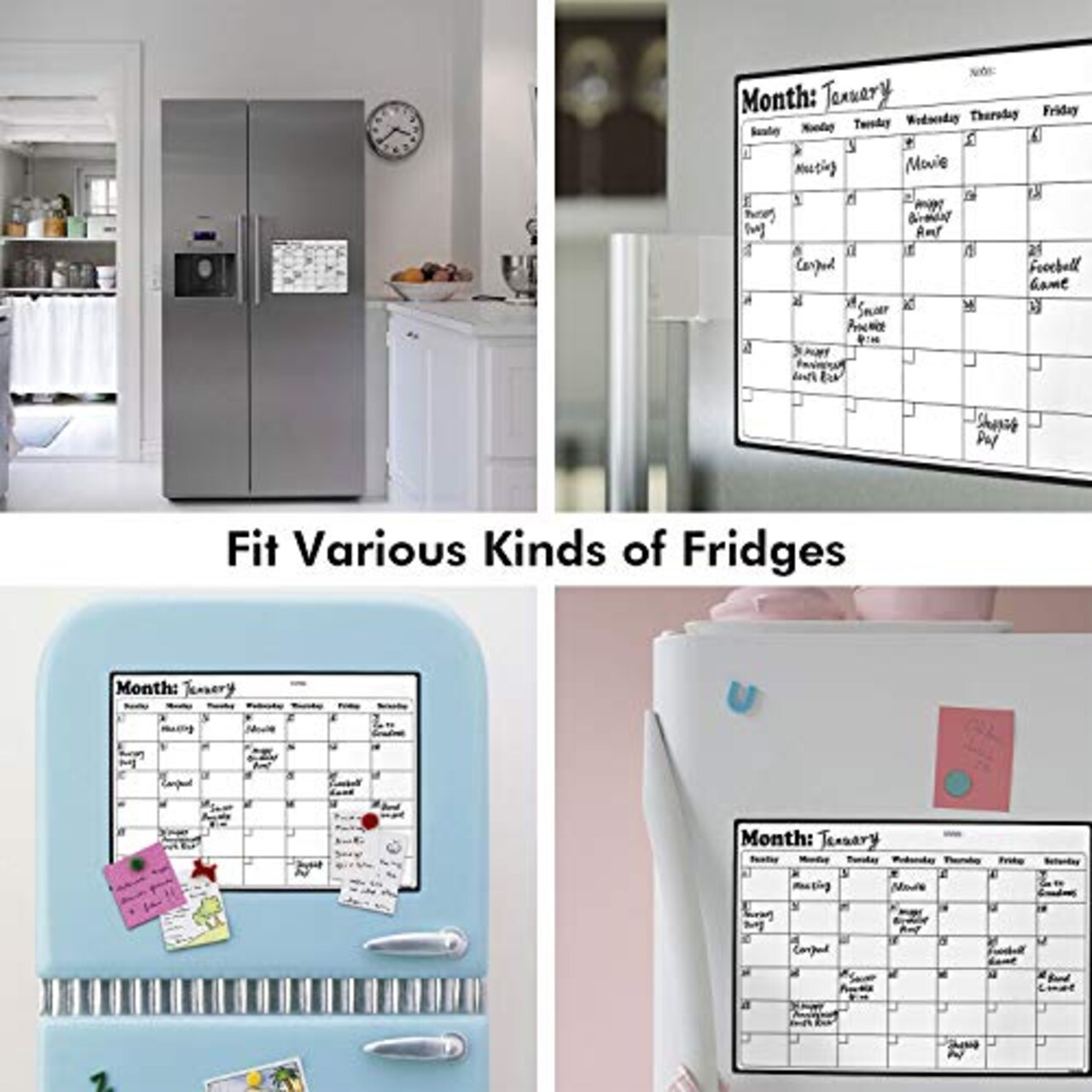 Magnetic Dry Erase Fridge Calendar Whiteboard for Refrigerator 16.9 x 11.8 Inches Planner